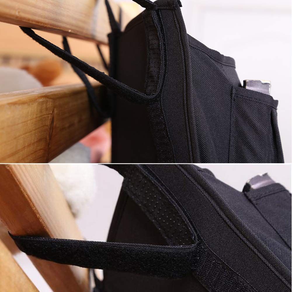 Bedside Caddy Hanging Organizer, Bunk Bed Organizer for Top Bunk Bed, Bedside Pocket Hanging Storage Caddy Bag Black