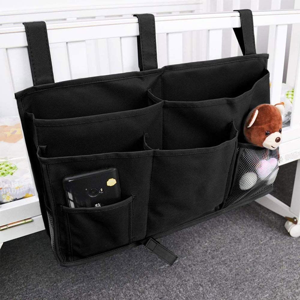 Bedside Caddy Hanging Organizer, Bunk Bed Organizer for Top Bunk Bed, Bedside Pocket Hanging Storage Caddy Bag Black