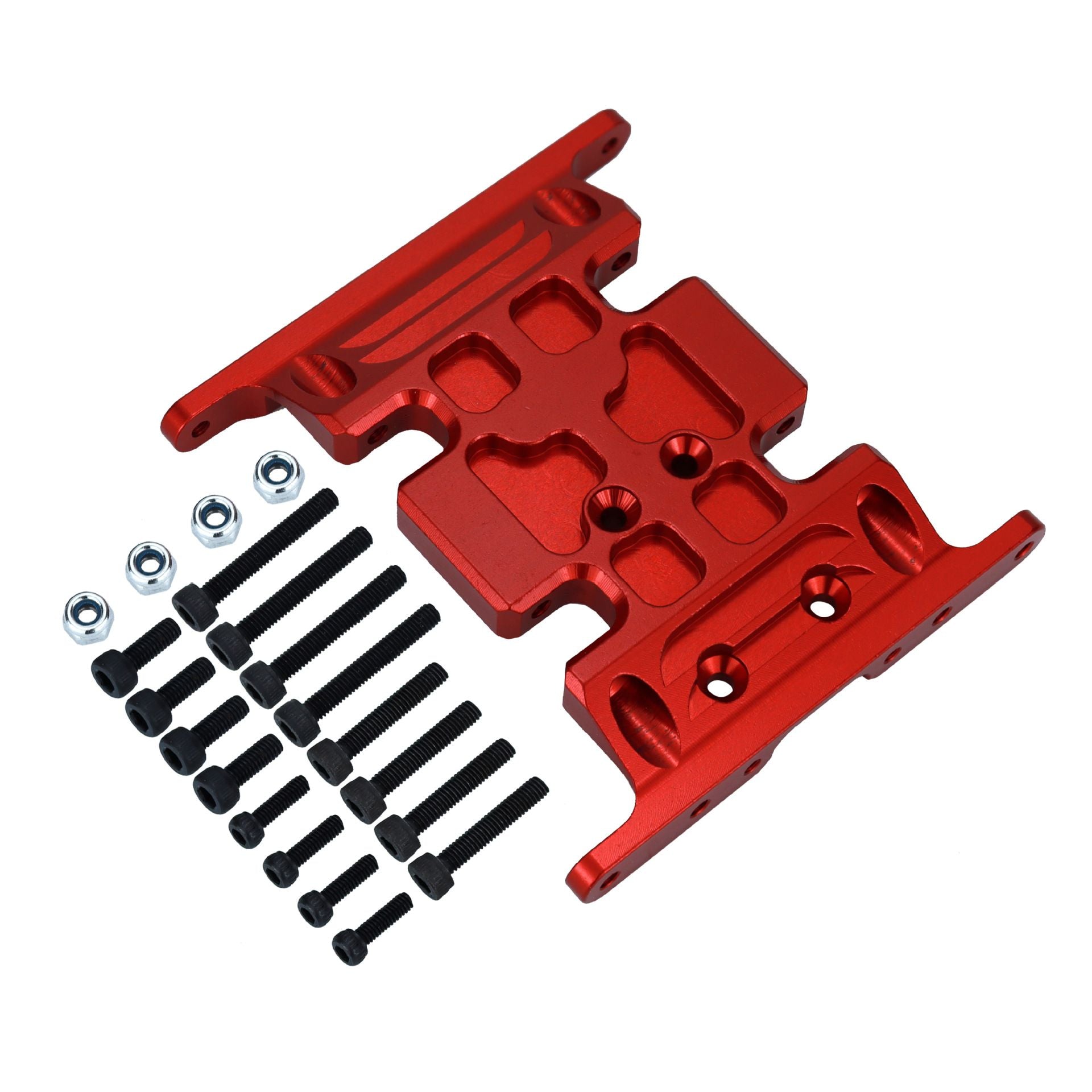 2 pcs Anodized Aluminum Skid Plate Transmission Mount for Crawler 90047 90022 90028 Upgrade Parts