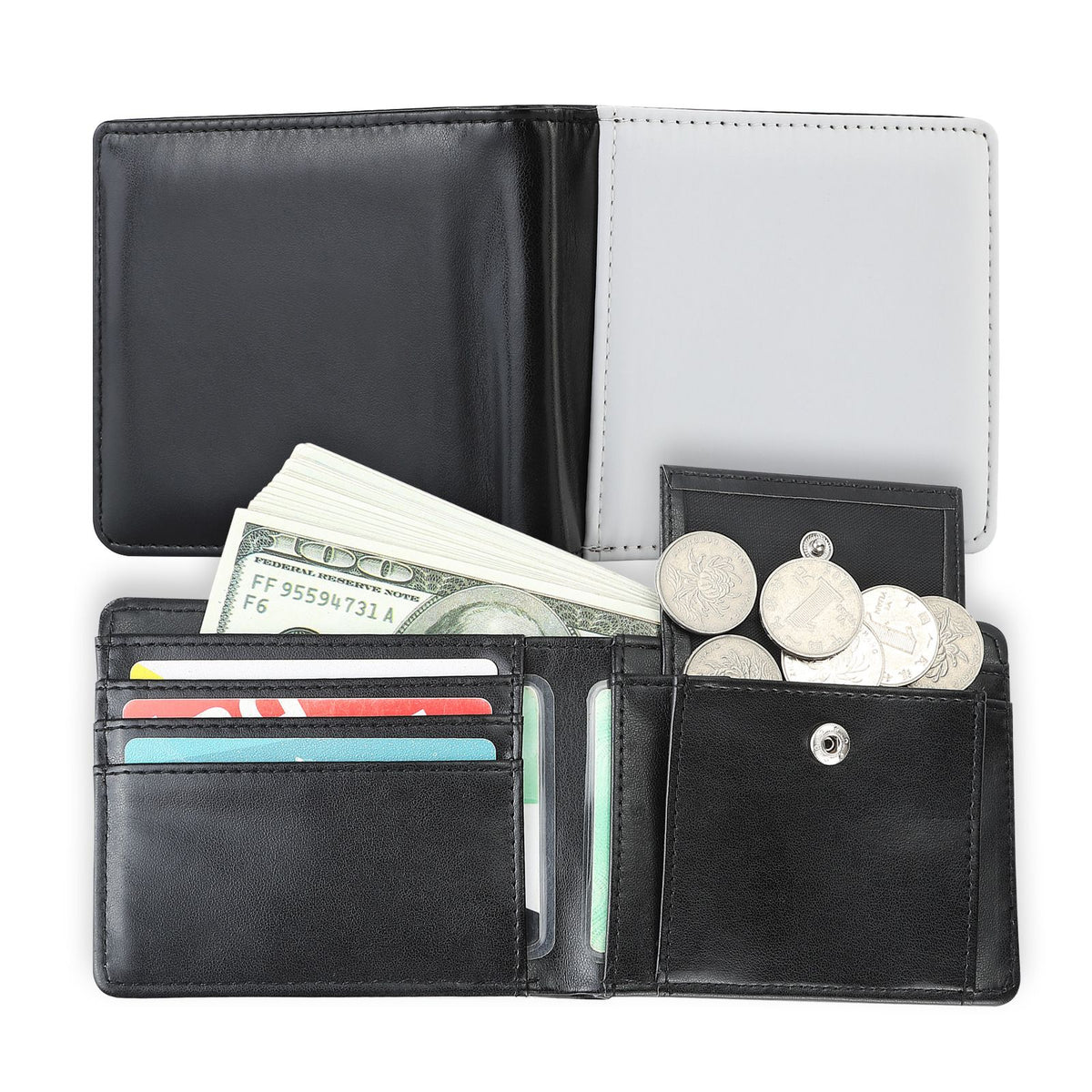 Slim Front Pocket Wallets For Men - Genuine Leather Credit Card Mens Bifold Wallet With Zipper Coin Stylish Genuine
