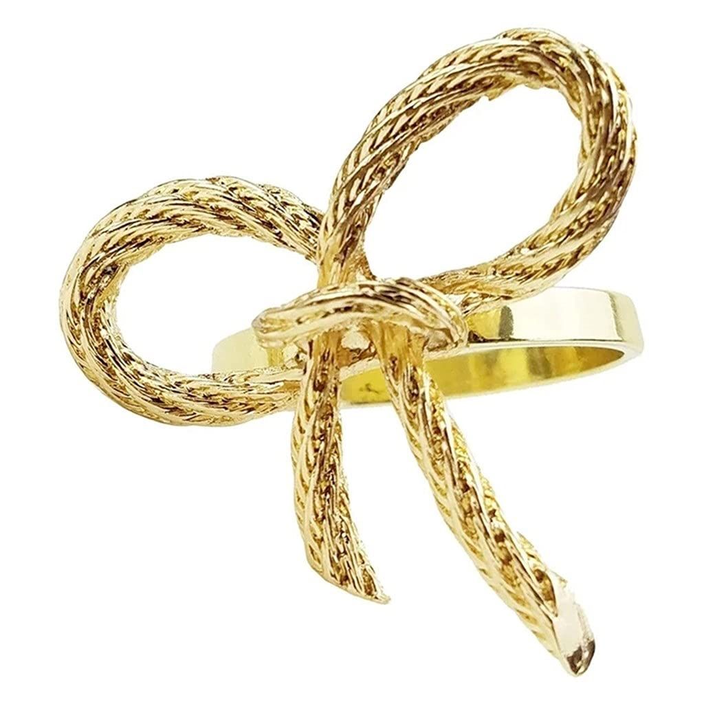 6 Pcs Golden Butterfly Bow Tie Napkin Buckle Hotel Restaurant Napkin Decoration Nice enough to use again and again(Color : Gold)