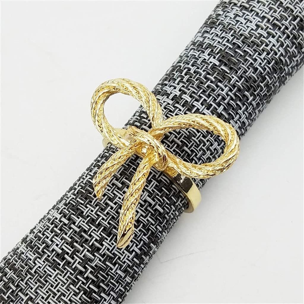 6 Pcs Golden Butterfly Bow Tie Napkin Buckle Hotel Restaurant Napkin Decoration Nice enough to use again and again(Color : Gold)