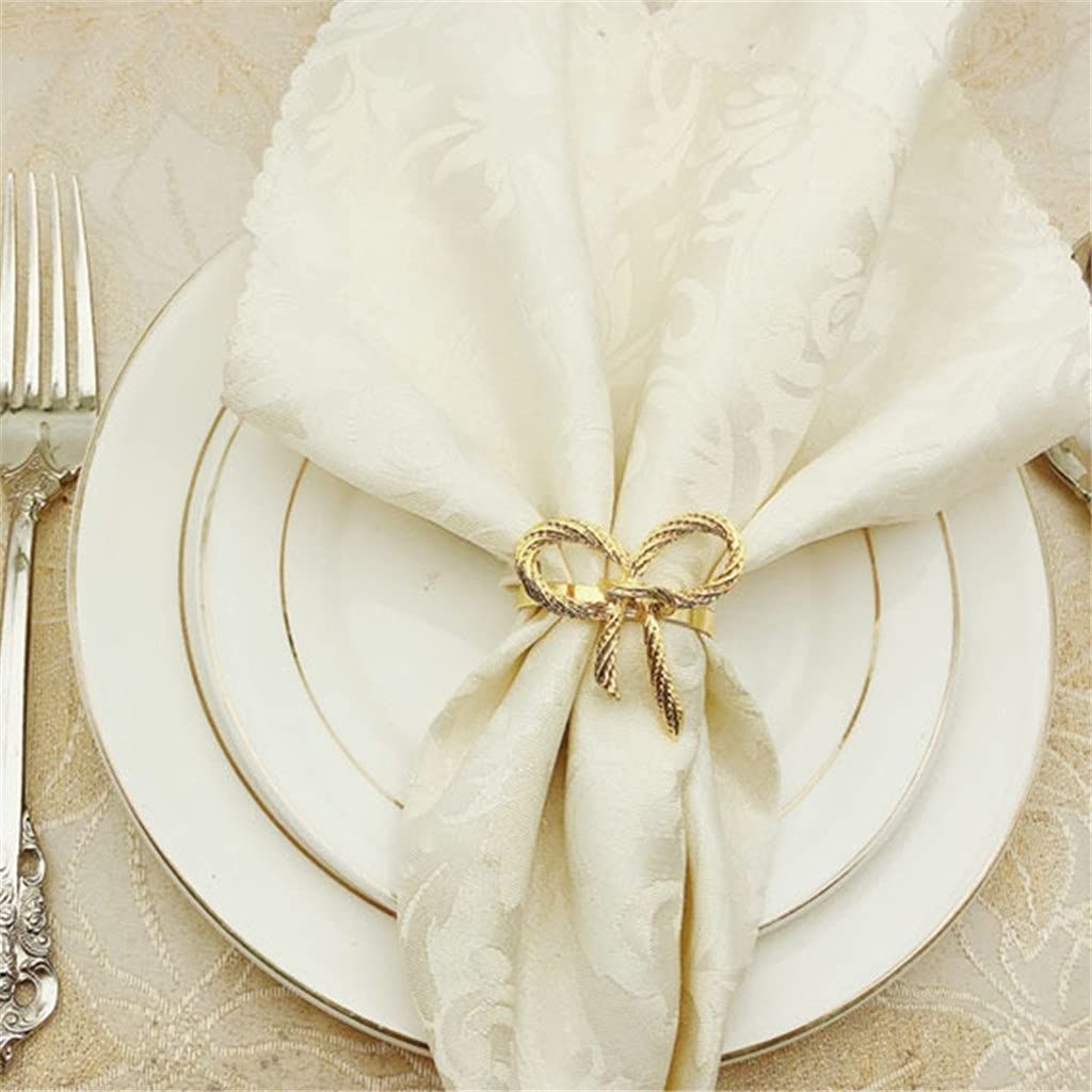 6 Pcs Golden Butterfly Bow Tie Napkin Buckle Hotel Restaurant Napkin Decoration Nice enough to use again and again(Color : Gold)
