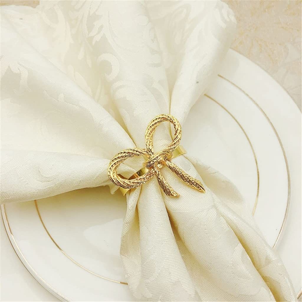 6 Pcs Golden Butterfly Bow Tie Napkin Buckle Hotel Restaurant Napkin Decoration Nice enough to use again and again(Color : Gold)