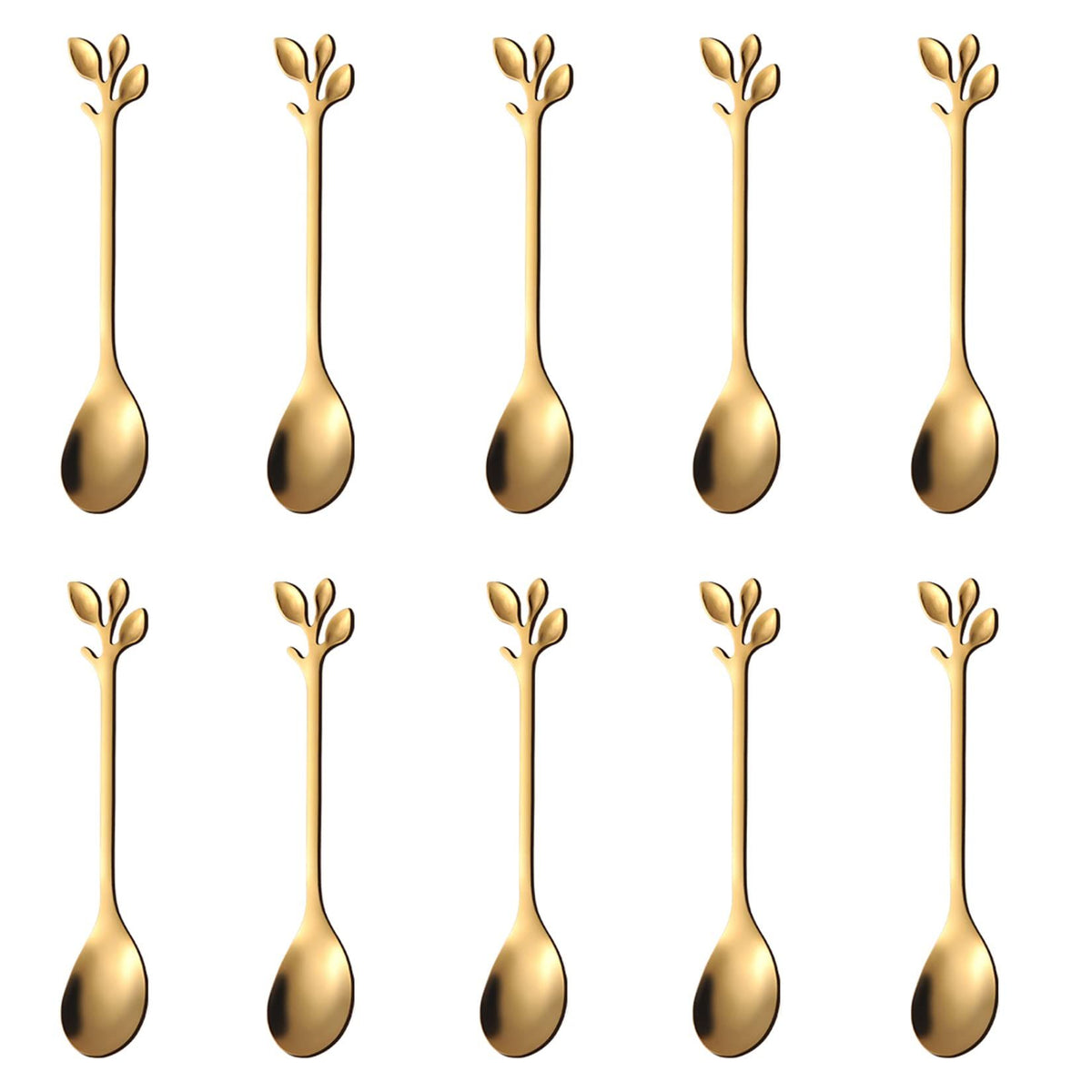 Stainless Steel Leaf Coffee Spoon,10 Pcs Creative Tableware Dessert Spoons, Stirring, Mixing, Sugar, Stir, Ice Cream Teaspoon Set