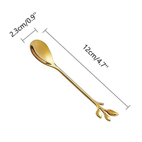 Stainless Steel Leaf Coffee Spoon,10 Pcs Creative Tableware Dessert Spoons, Stirring, Mixing, Sugar, Stir, Ice Cream Teaspoon Set