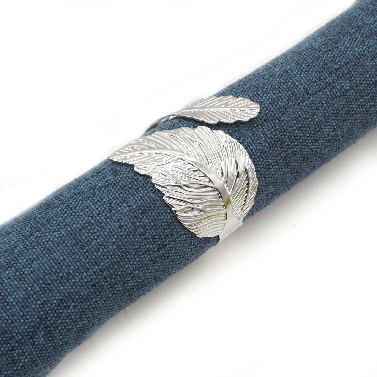 Silver Leaf Napkin Rings Set of 10 Leaves Napkin Rings for Table Setting, Metal Leaf Napkin Holder Rings for Holiday Party(Silver)