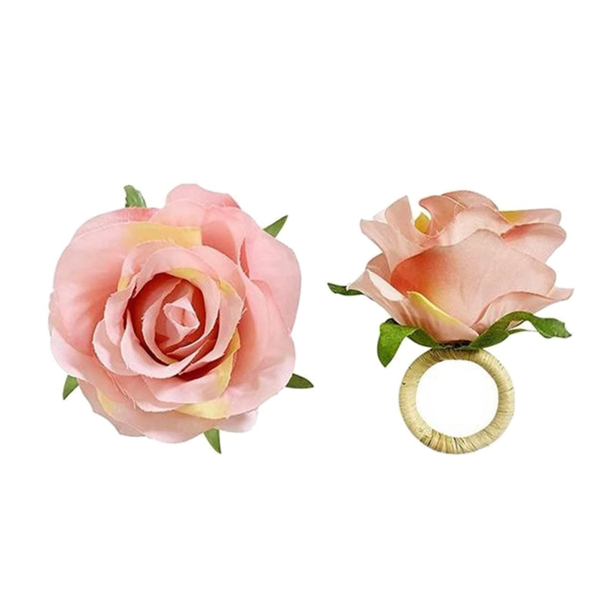 Handmade Champagne Rose 6PCS Napkin Rings for Home, Kitchen, Dining Room, Dinner Parties, Luncheons, Picnics, Weddings, Buffet