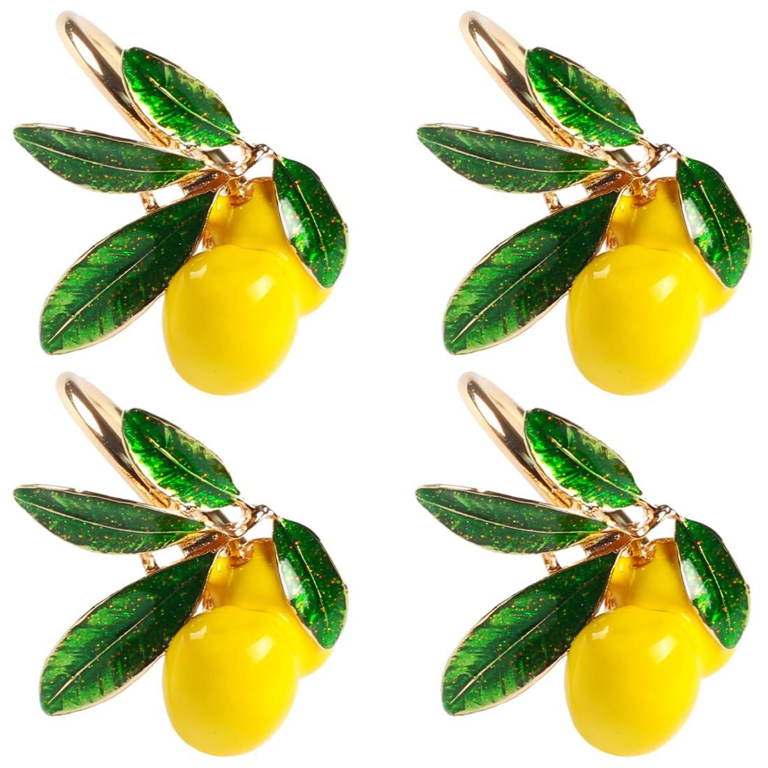Lemon Napkin Rings Set of 4, Lovely Yellow Decorative Fruit Lemon Napkin Ring Holder for Wedding, Dinner Party, Summer Holiday
