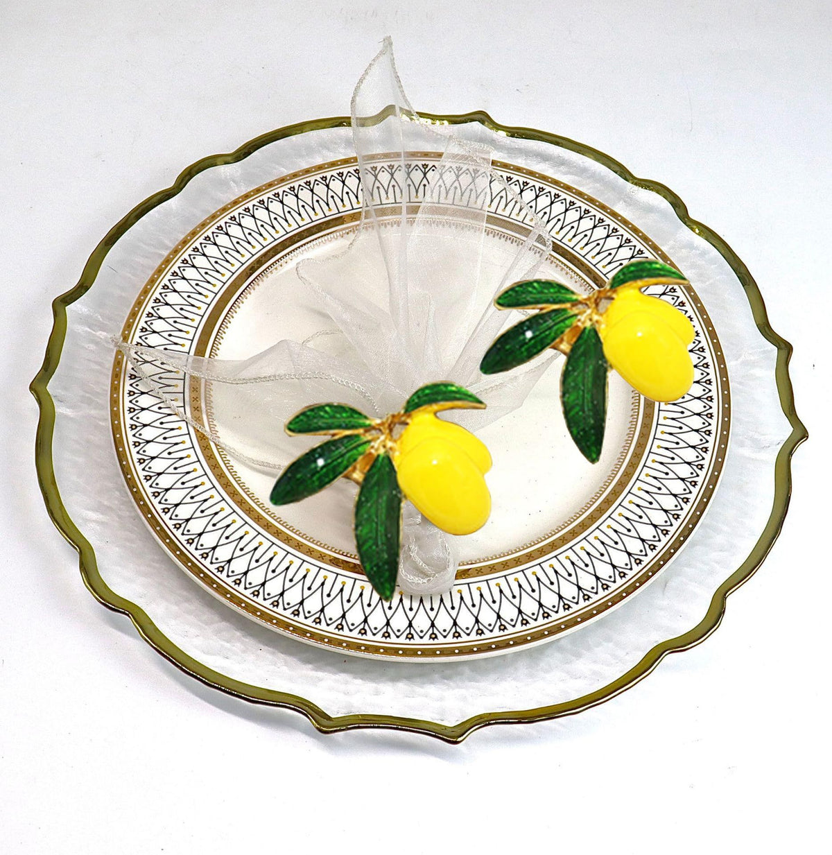 Lemon Napkin Rings Set of 4, Lovely Yellow Decorative Fruit Lemon Napkin Ring Holder for Wedding, Dinner Party, Summer Holiday