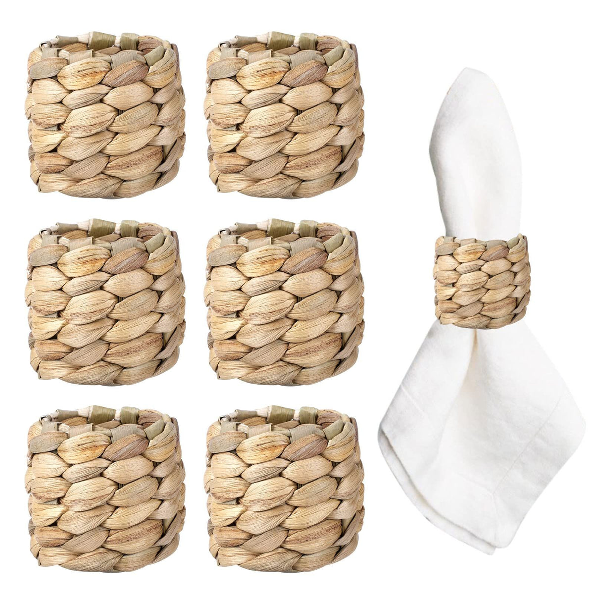 Hand-Woven Napkin Rings for Table Decor, Fall Rustic Napkin Rings, Napkin Holder Buckles for Holiday Party, Easter, Birthday 6pes