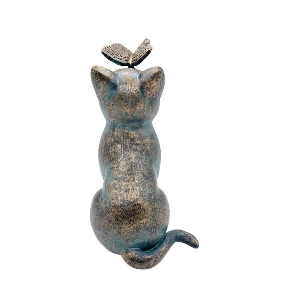 Garden Decor Statues,Cat Figurines Gifts with Butterfly,8" Scarecrow for Garden - for Indoor Outdoor Home Or Office,Garden Statues