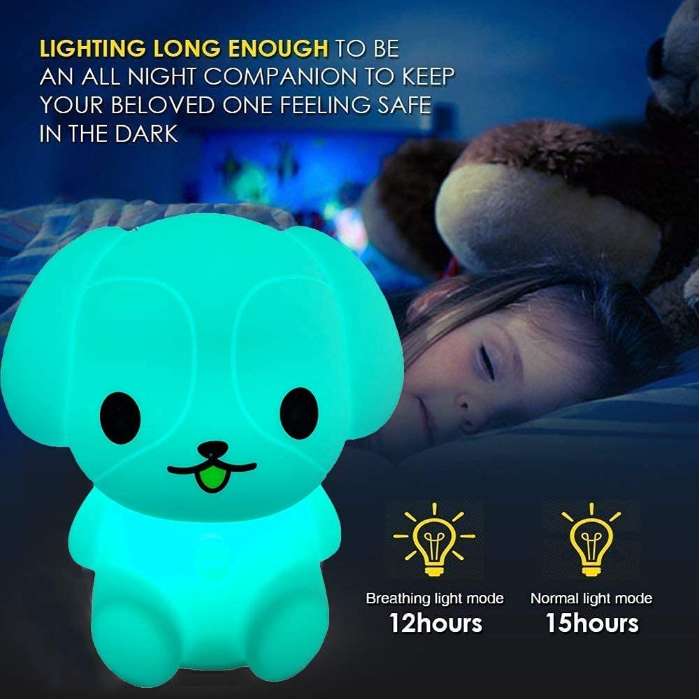 Bedside Lamp for Kids, Baby Nursery Lamp for Breastfeeding Safe, Break Resistant,  Adjustable  Control + Touch Control - Dog
