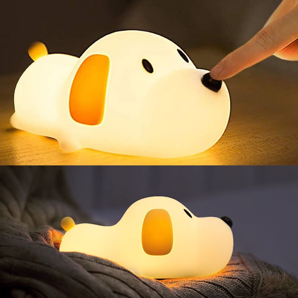 Kids Night Light,Cute Soft Silicone Dog Lamp Dimmable Nursery Portable Puppy Lamps,Bedside Lamp for Baby and Toddler,Boy Girls