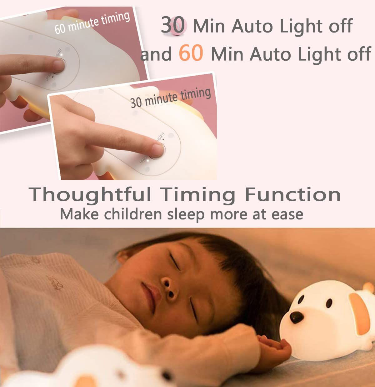 Kids Night Light,Cute Soft Silicone Dog Lamp Dimmable Nursery Portable Puppy Lamps,Bedside Lamp for Baby and Toddler,Boy Girls