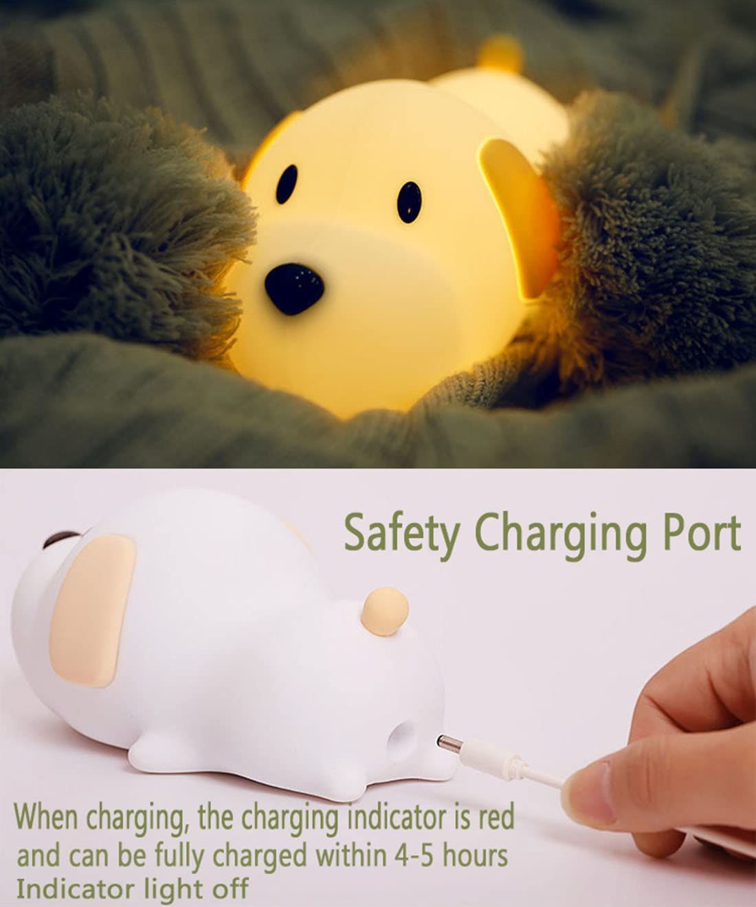 Kids Night Light,Cute Soft Silicone Dog Lamp Dimmable Nursery Portable Puppy Lamps,Bedside Lamp for Baby and Toddler,Boy Girls