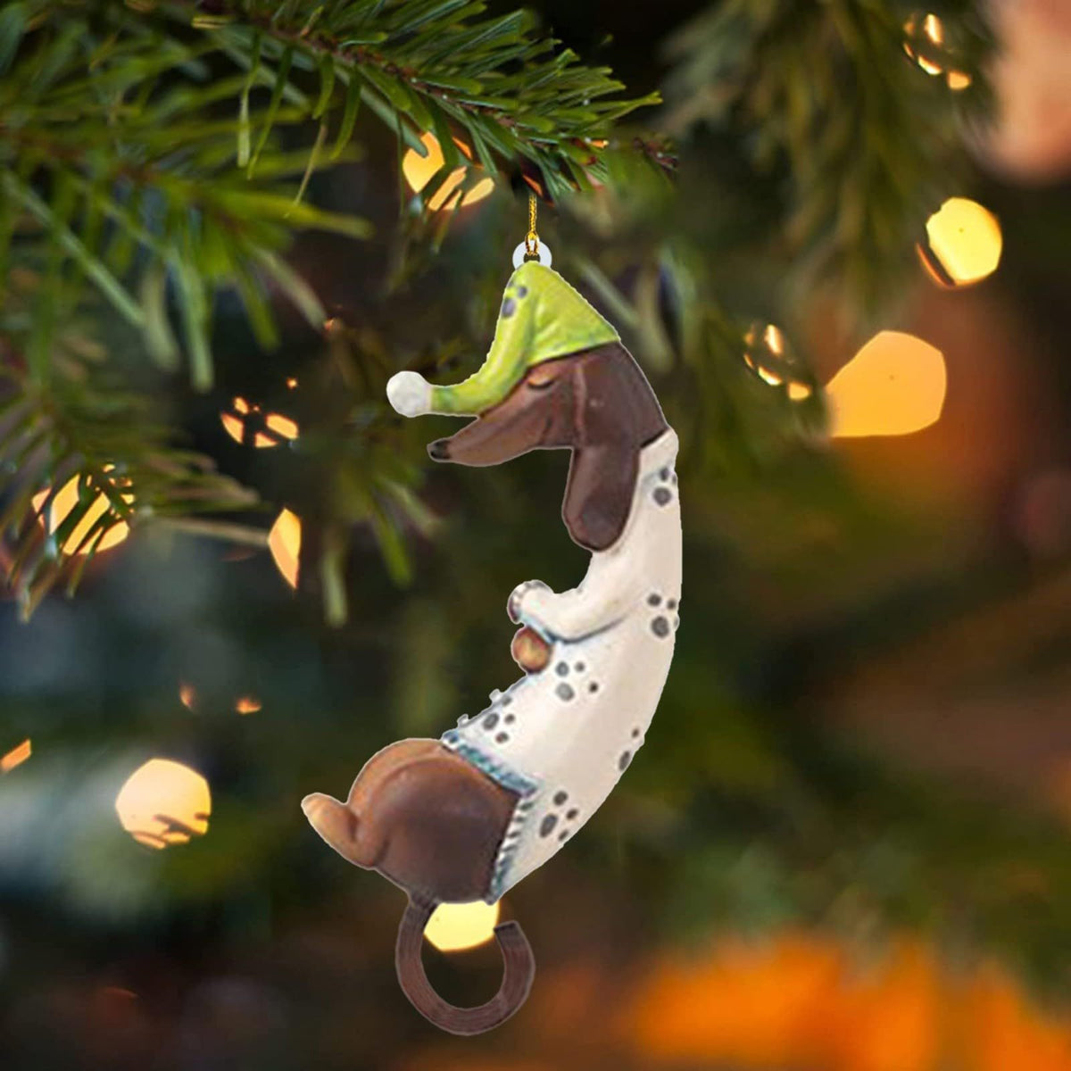 Personalized Dachshund Dog Ornaments, Christmas Ornament Cute Dog Christmas Tree Decorations Dog Pendant DIY Custom Name