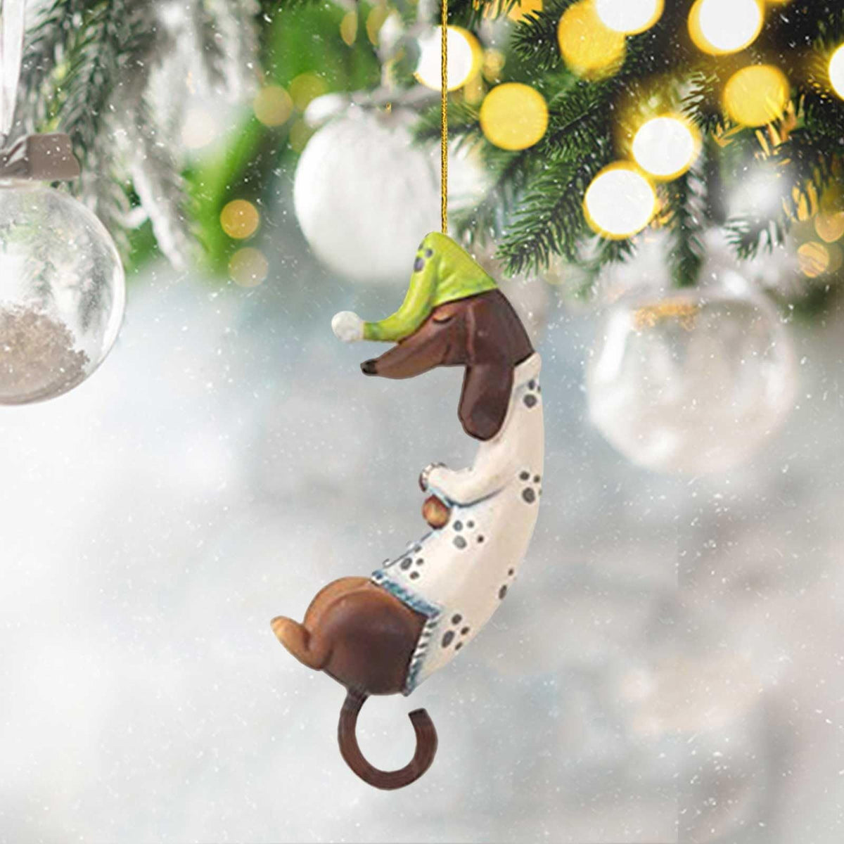 Personalized Dachshund Dog Ornaments, Christmas Ornament Cute Dog Christmas Tree Decorations Dog Pendant DIY Custom Name