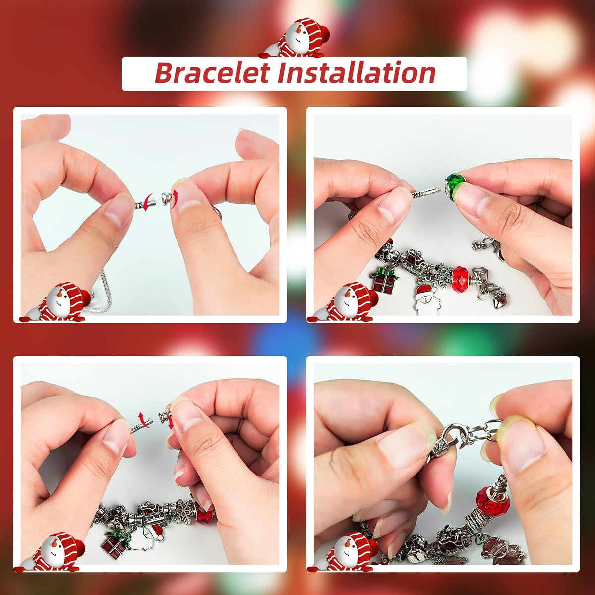 Christmas Advent Calendar Bracelets, 24 Days Xmas Countdown Calendar with 2pcs DIY Charm Bracelets Kits,Gifts for Girls Teens
