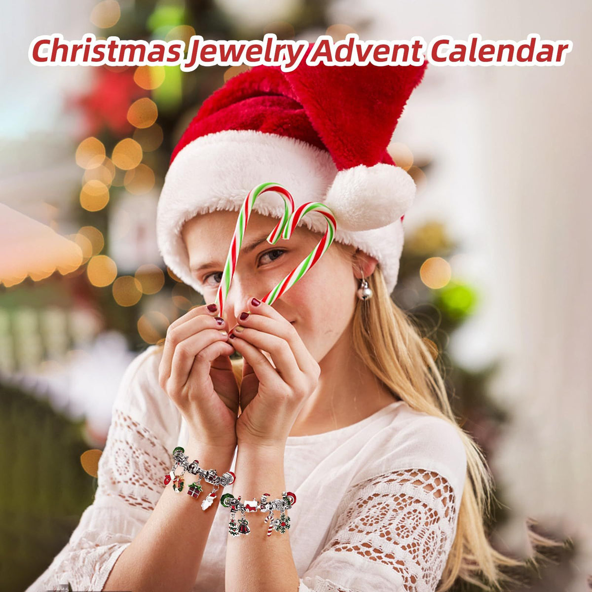 Christmas Advent Calendar Bracelets, 24 Days Xmas Countdown Calendar with 2pcs DIY Charm Bracelets Kits,Gifts for Girls Teens