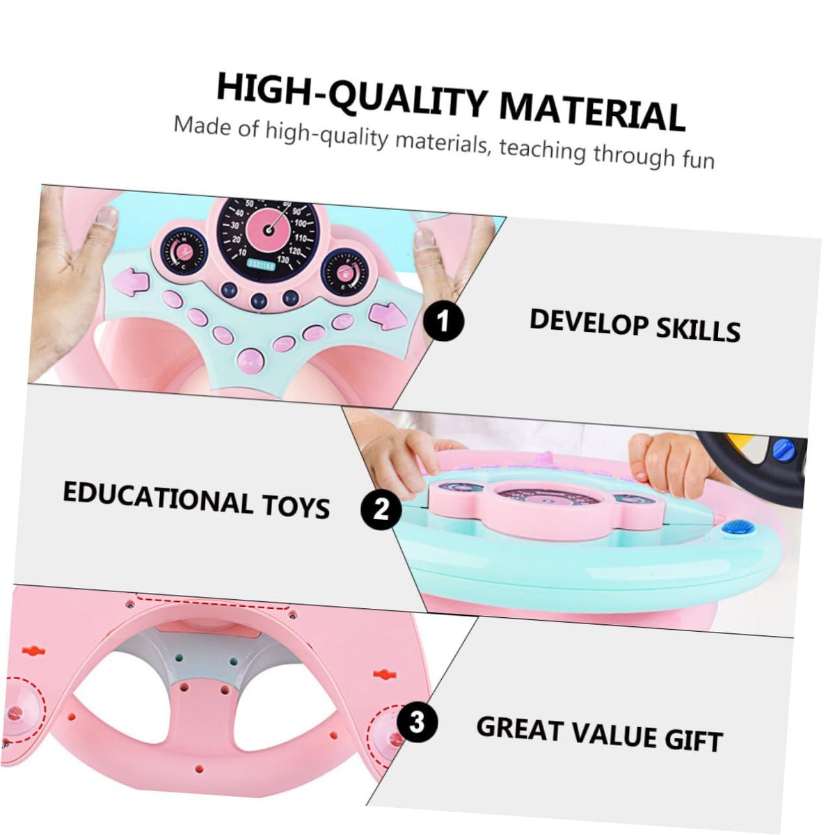 Driving Controller Driving Test Assistant Learing Education Toy with Light and Sound Effect for Adult and Kids (Pink-Blue)