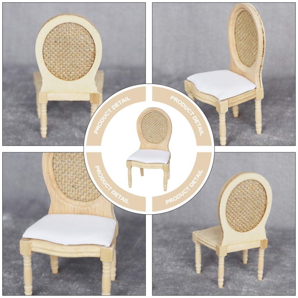 Miniature Chair Linen Chair Miniatures Mini Toy Wood Toys Wooden Chair Miniature Dining Table Chair Ornaments Indoor