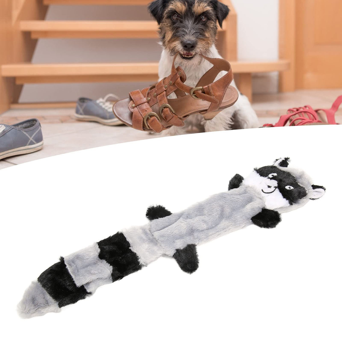 Pet Plush Toys, Durable Dog Chew Toys, Fox/Squirrel Dog Squeaky Toys, Stuffing Free Chew Toy Small Medium Large Puppy Dogs Grey