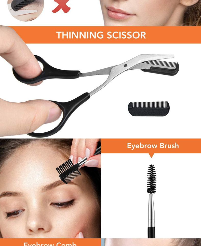 Eyebrow Razor, 12 pcs Eyebrow Trimmer, Eyebrow Grooming Set for Women and Men, Including Comb Tweezers, Scissors