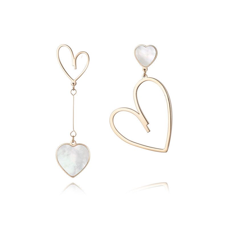 Rose Gold Hypoallergenic Stainless Steel Dangle Drop Earrings Dangling, Cute Asymmetrical Earrings, Gift Valentine's Day （2pcs）