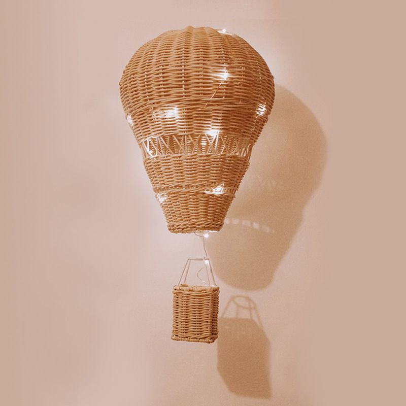 Rattan Hot Air Balloon Handmade Children's Room Decoration Nordic Style Children's Bedroom Kindergarten  (Primary color light)