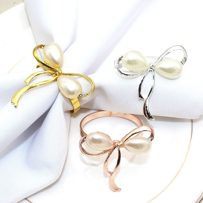 Napkin Rings Set of 3, Bow Napkin Rings for Wedding Party Banquet Decoration Christmas Tableware Decoration Mouth Ring Napkin