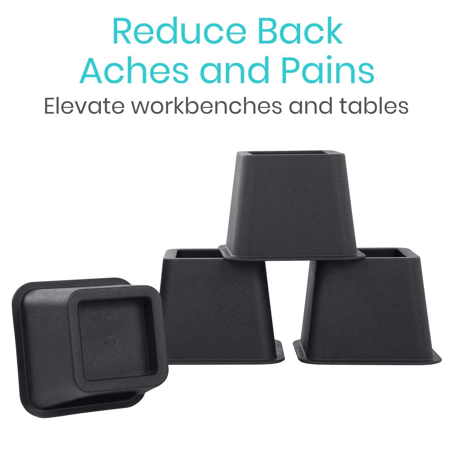 4pc Bed Risers Heavy Duty - Bed Lifts Risers - Dorm Bed Risers for Bed Frame - Leg Extension Elevator - Stackable Platform Blocks