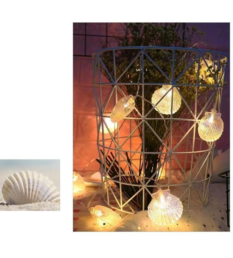 String Lights 19.6ft 40 LED Shell Shaped String Lights Battery Powered String Lights Suitable for Courtyard Family Gatherings