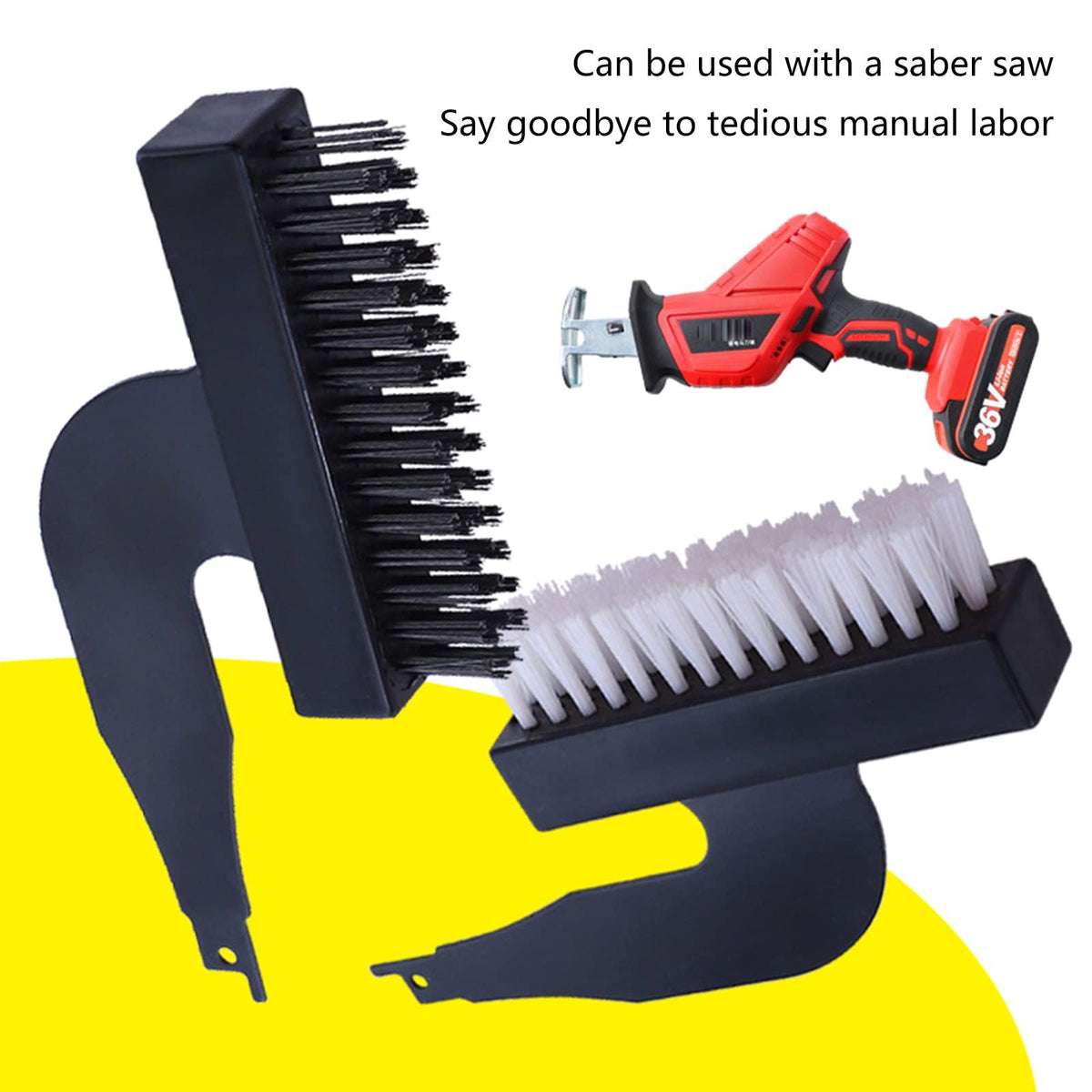 2 PCS Wire Brush Paint Metal Cleaner for Cleaning Paint Dirt Nylon Or Steel Brush Works with Electric Reciprocating Saw
