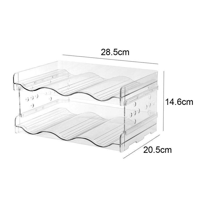 Stackable Plastic 3 Bottle Refrigerator Wine Rack - Kitchen Storage  for Champagne Stacking Wine Organizer for Fridge -2 Pack