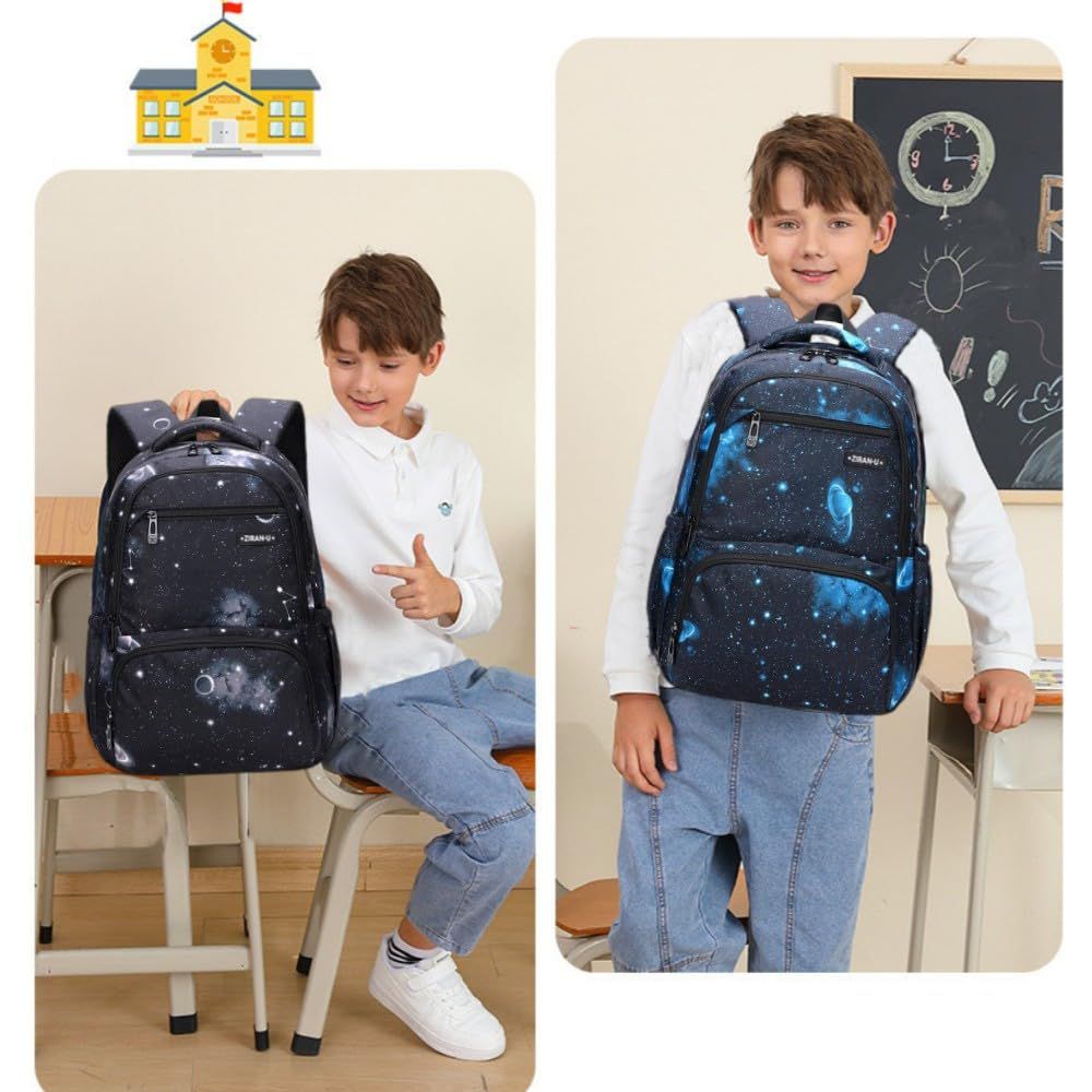 Kids Backpack for Boys Girls Elementary School Backpacks Boys Children Bookbags Primary Kindergarten Backpack Galaxy Black