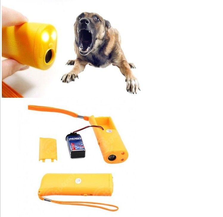 Handheld Dog Trainer, 3 in 1 with LED Flashlight,Bark Stopper Dog Trainer Devices Training Tool/Stop Barking(Yellow)