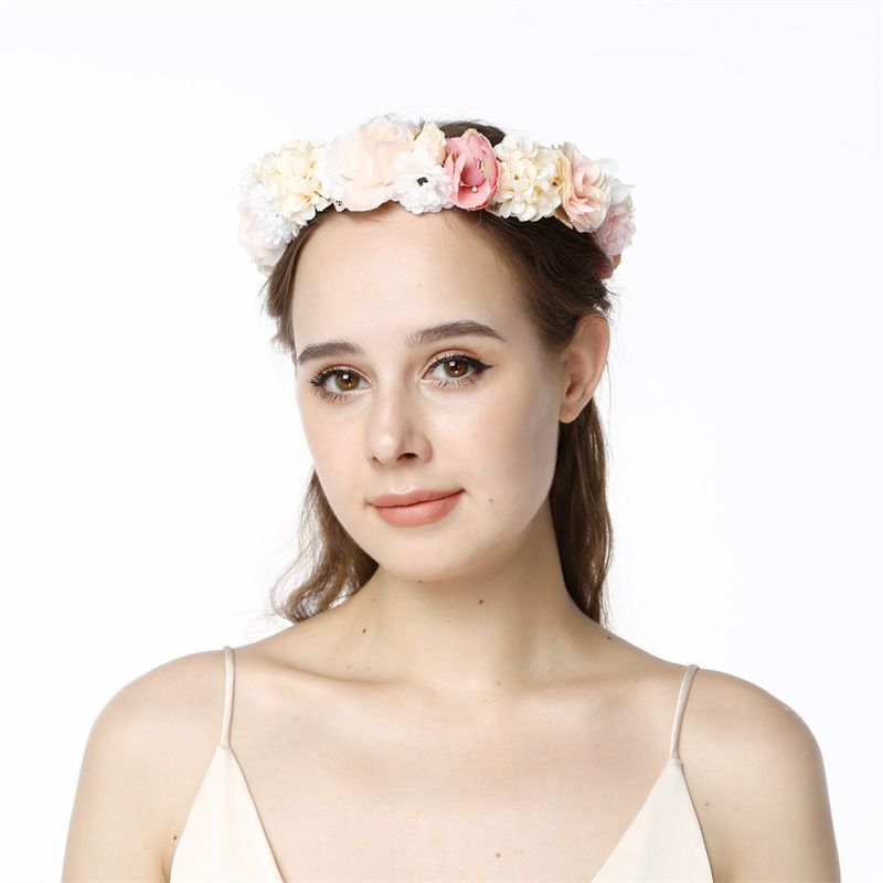 Vivivalue Floral Crown Flower Garland Headband Floral Headpiece Halo Wedding Party Photos Floral Fall Flower Crown