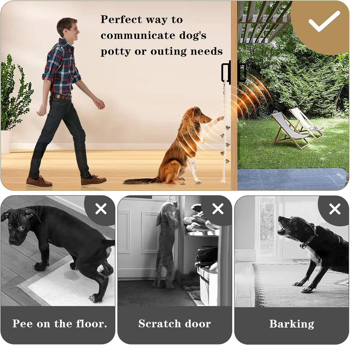 Adjustable Cotton Rope+Dog Training Dog for Training for Puppies Communication Tool Device for Small Dogs Pet Training Bells Potty