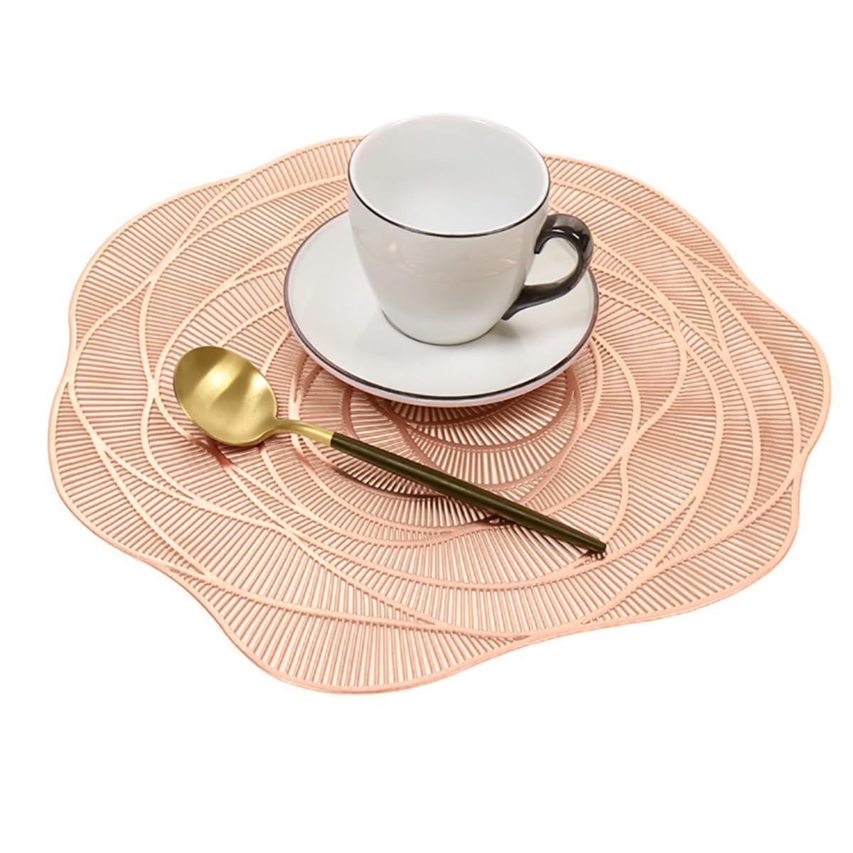 Placemats Rose Flower Pressed Vinyl Place Mats Elegant Tablemats Kitchen Table Setting for Wedding Holiday Dining