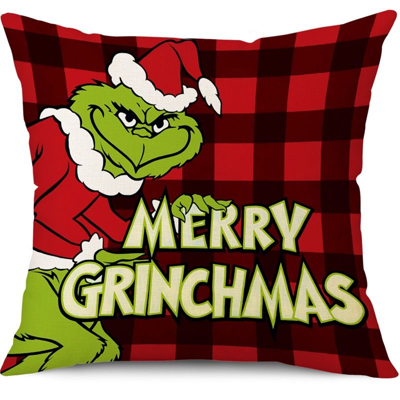 Plaid Christmas Pillow Covers, Set of 4 different patterns, 18x18 Inch - Farmhouse Throw Pillows for Xmas Home Decor