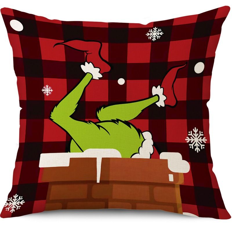 Plaid Christmas Pillow Covers, Set of 4 different patterns, 18x18 Inch - Farmhouse Throw Pillows for Xmas Home Decor