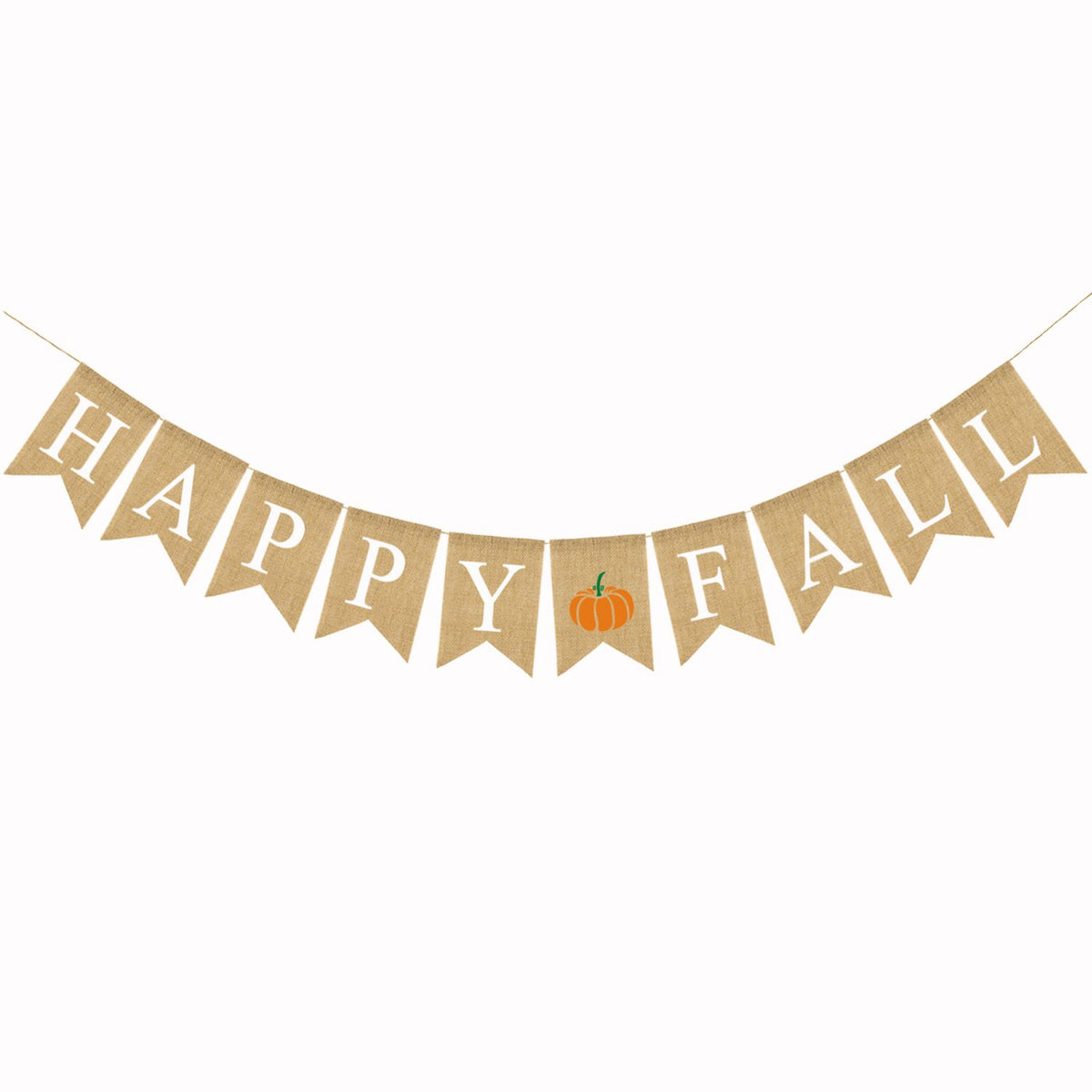 Happy Fall Letters Burlap Banner Pull Flag Window Trim Thanksgiving Day Triangle Fall Banner Linens Linen Hanging Banner （3pcs）