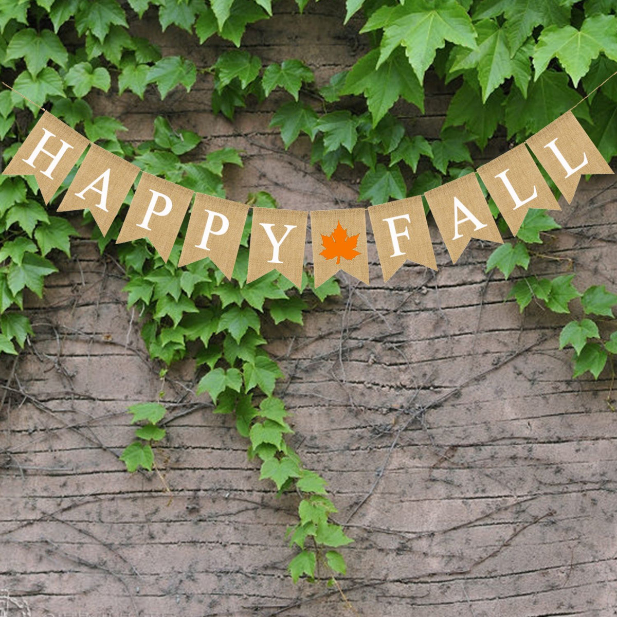 Happy Fall Letters Burlap Banner Pull Flag Window Trim Thanksgiving Day Triangle Fall Banner Linens Linen Hanging Banner （3pcs）