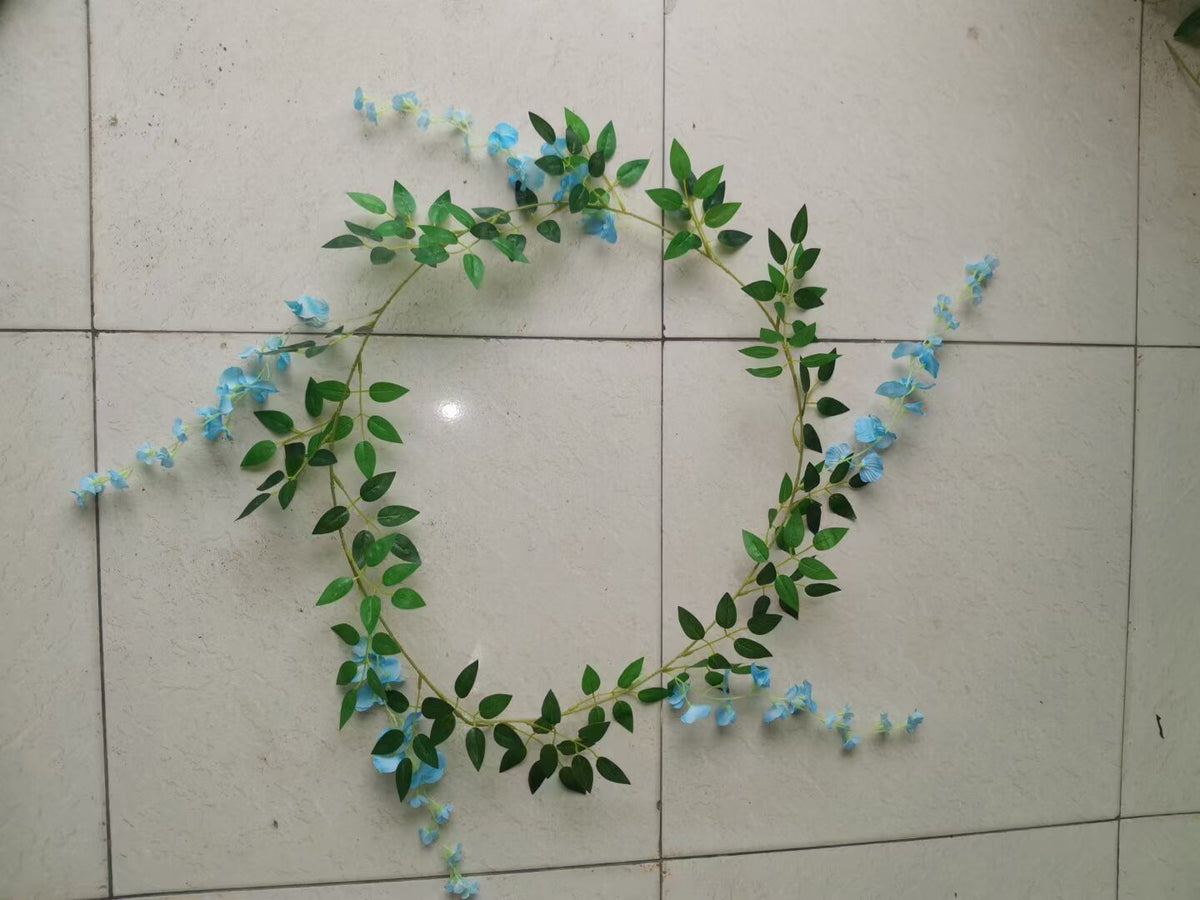 Artificial Wisteria Garland Fake Wisteria Vine Hanging Bush Flower String Greenery Garland with Flower Wedding Home Party (4pcs）