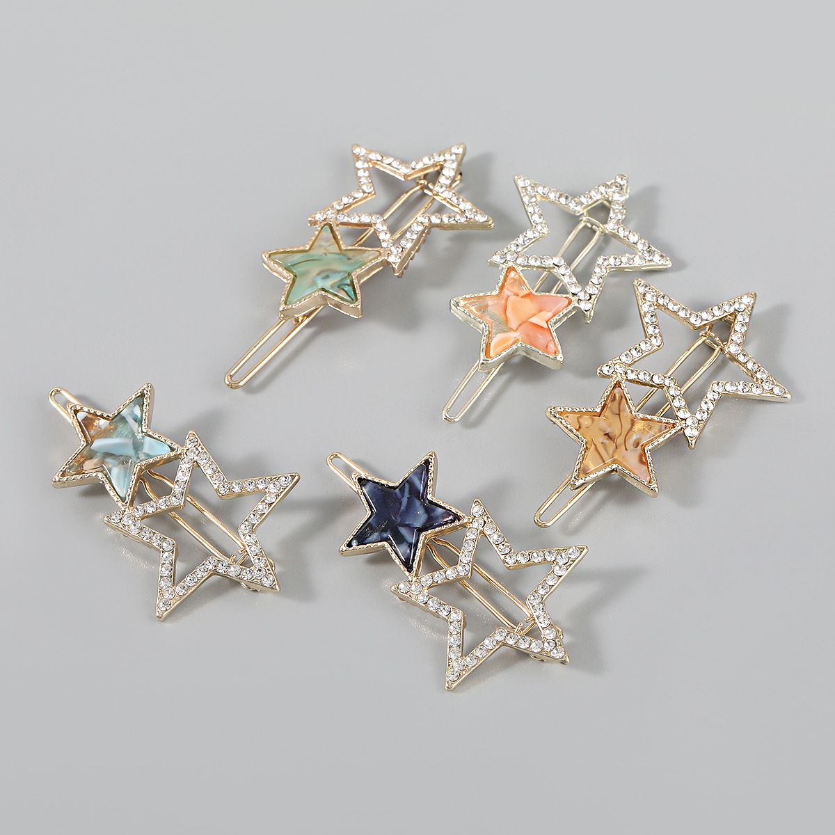 5 PCS Rhinestone Hair Clips Hair Barrette Clip Geometric Star Shape Side Clamp Hair Pin Headwear Hair Accessories