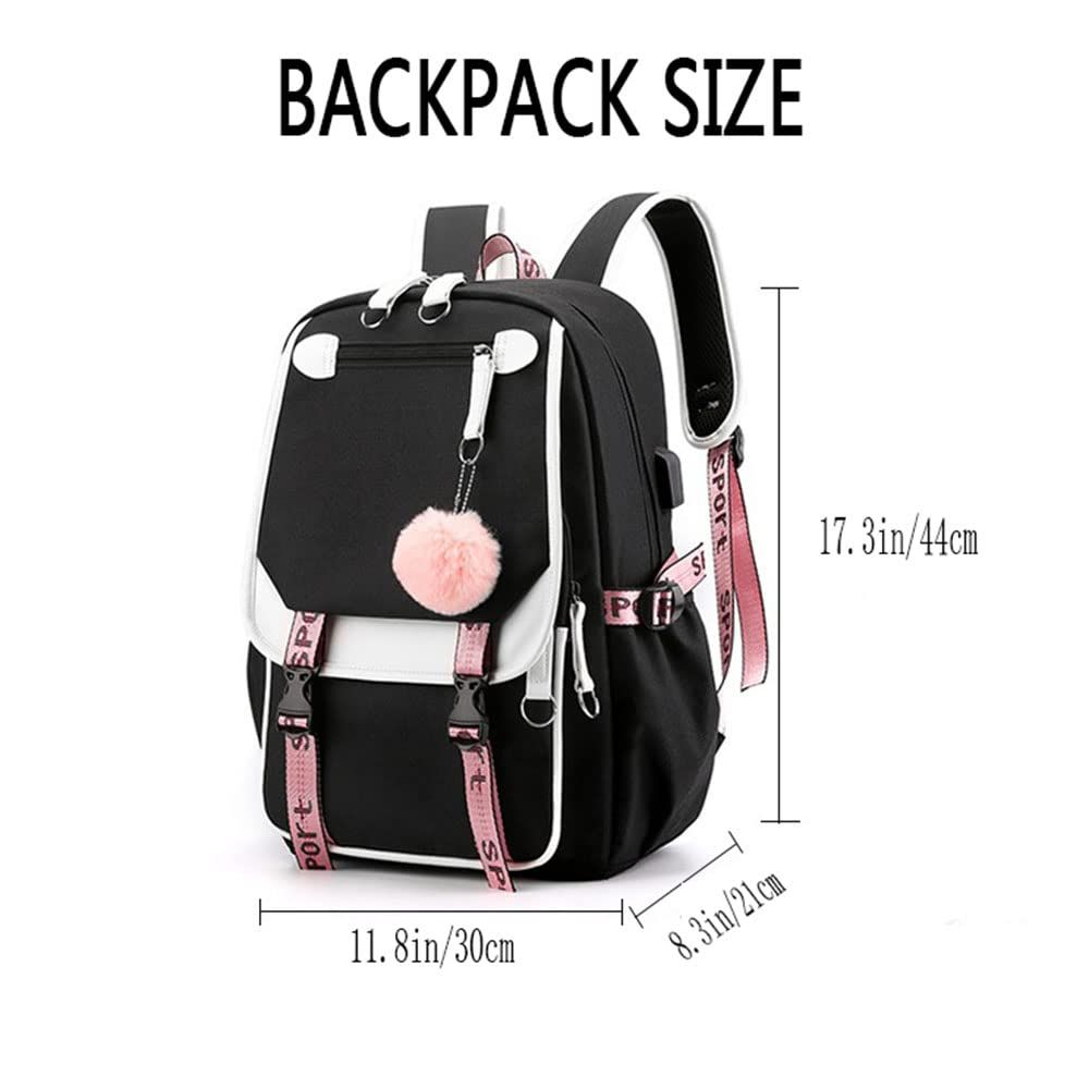 Fashion Backpack Casual Laptop Backpack Large Capacity Backpack Outdoor Daypack Travel Bag  Middle School Students Bookbag(black)