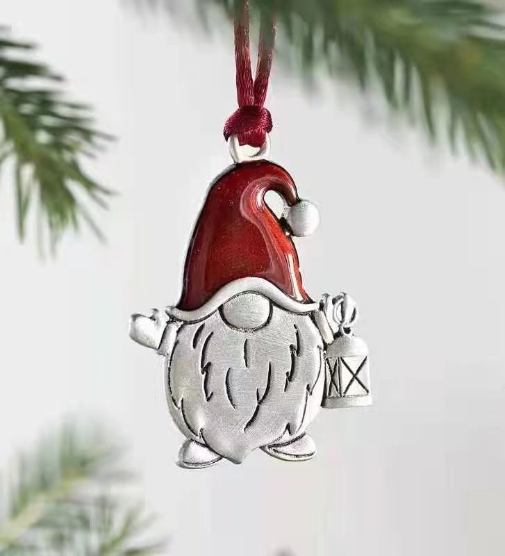 Christmas Ornaments Solid Pewter Christmas Tree Snowman Ornaments DIY Craft Hanging Decoration for Home Party （4pcs）
