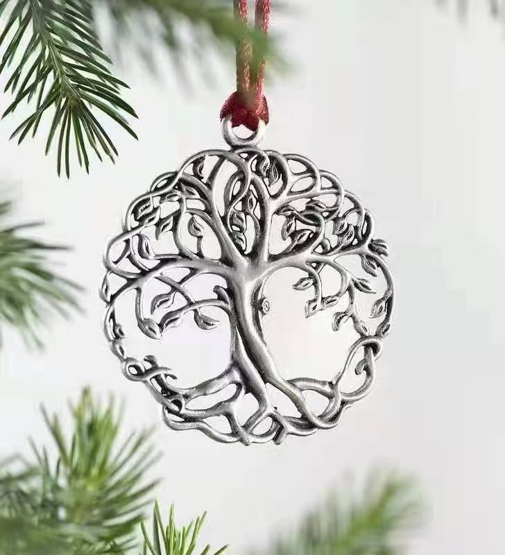 Christmas Ornaments Solid Pewter Christmas Tree Snowman Ornaments DIY Craft Hanging Decoration for Home Party （4pcs）