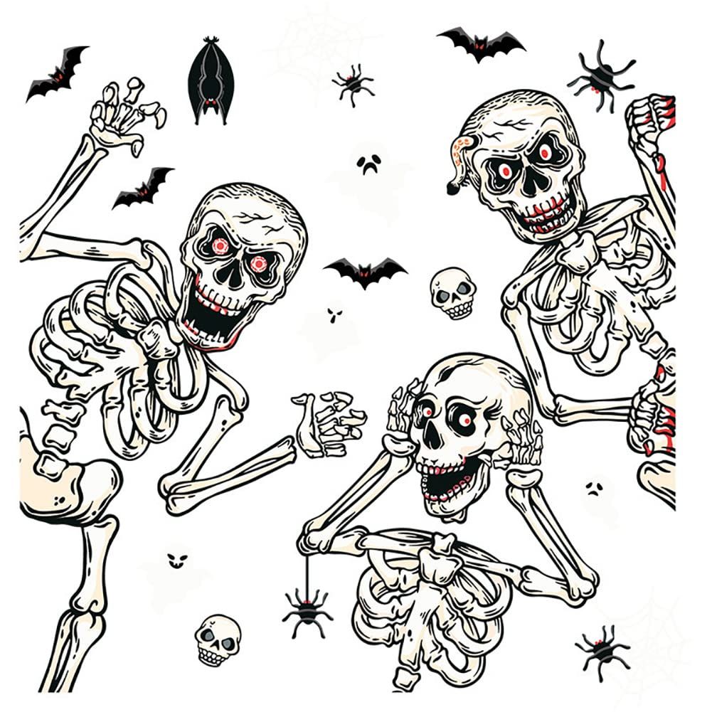 Halloween Window Clings,Skeletons Skull Window Stickers,Halloween Decorations Glass Stickers Wall Decals for Home Party Decoration